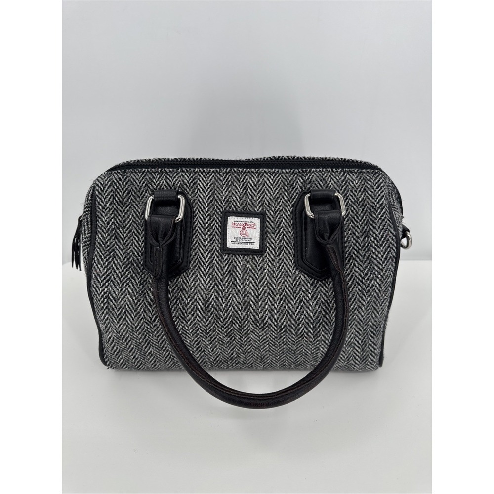 Harris Tweed Ladies Ht Leather Handbag Black & White Herringbone NO STRAP